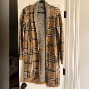 Joseph A Tan and Gray Plaid Cardigan XS